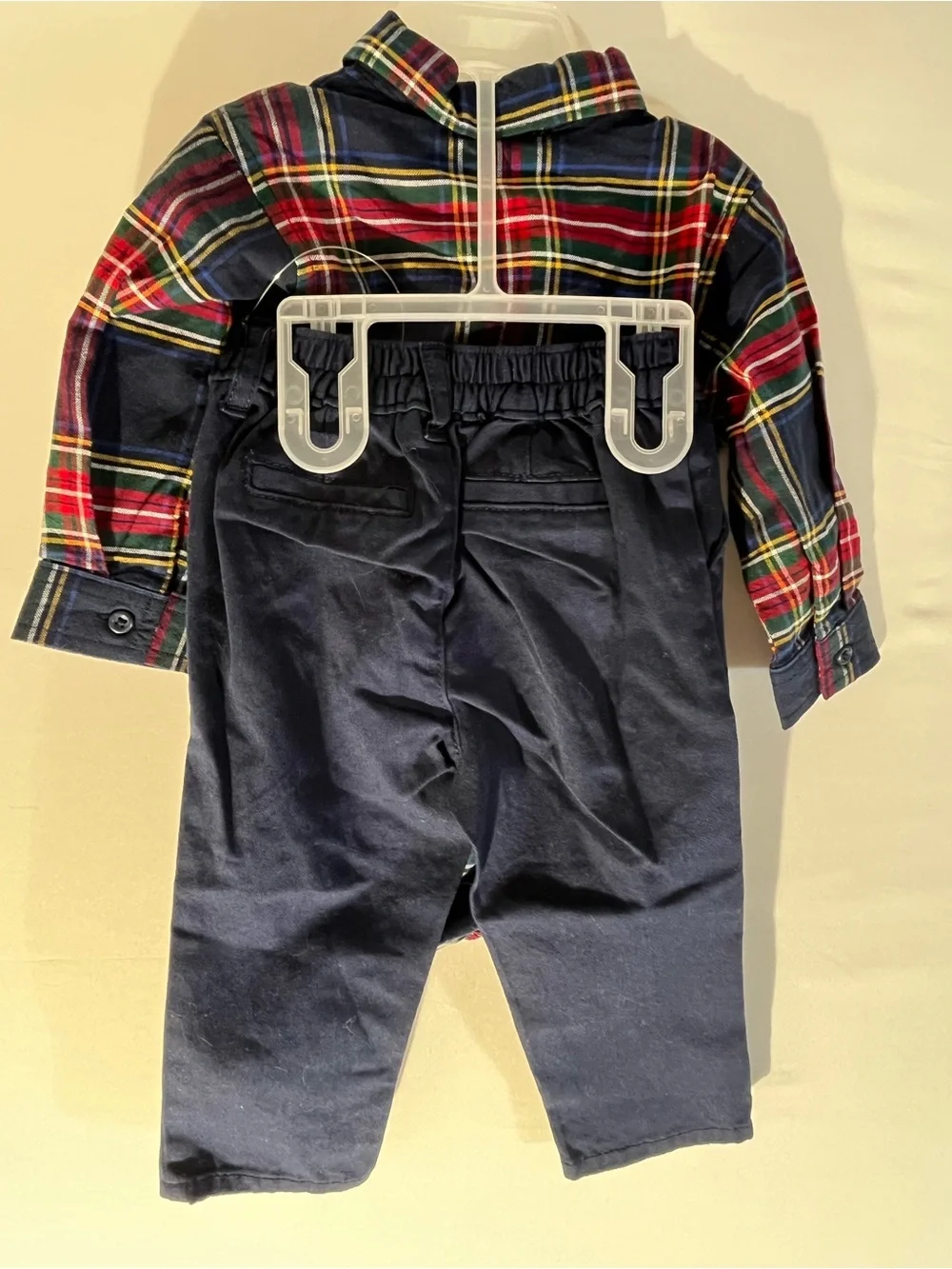 The Children's Place Navy, Red & Green Plaid Button-Front Bodysuit with Bow